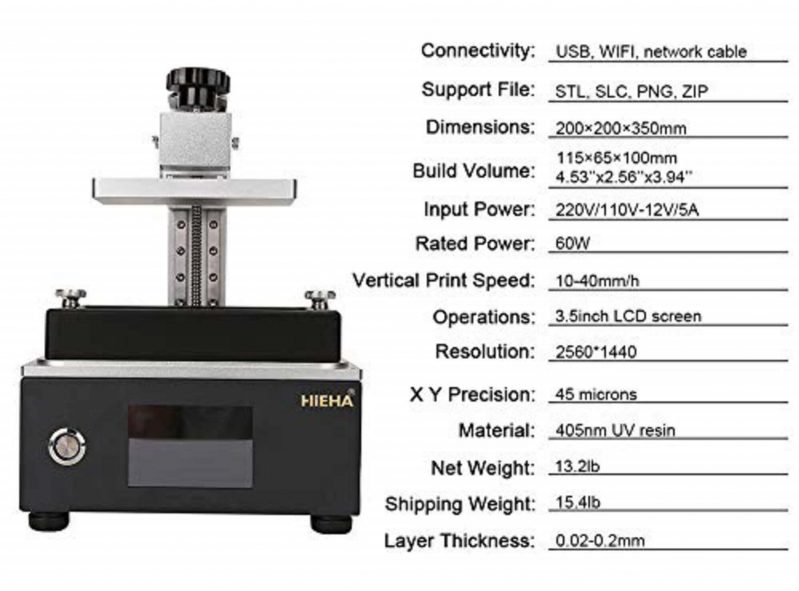 HIEHA SQ1 3D printer Specifications