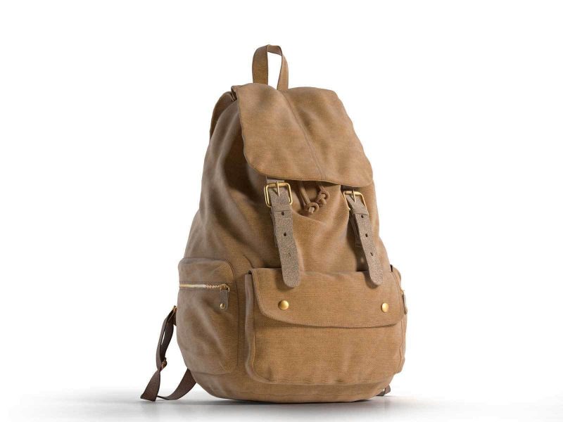 Brown Leather Travel Backpack 3D model