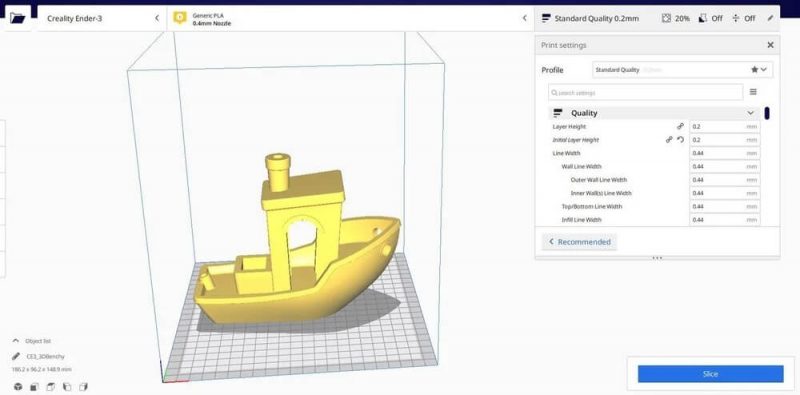 ender 3 v2 printer settings cura