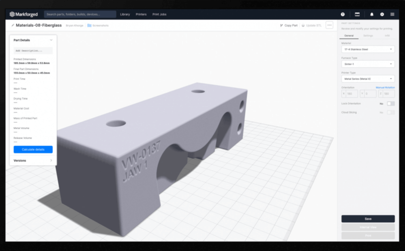 Markforged Onyx Pro software