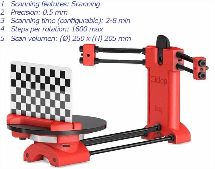 BQ Ciclop 3D Scanner specs